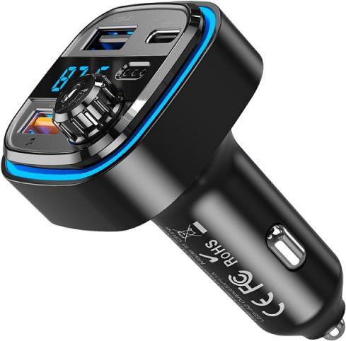 Produktbild Blue Power BT FM Transmitter and Car Charger BPBCC08, 2 x USB-A - 1 x USB C - 1 x microSD, schwarz