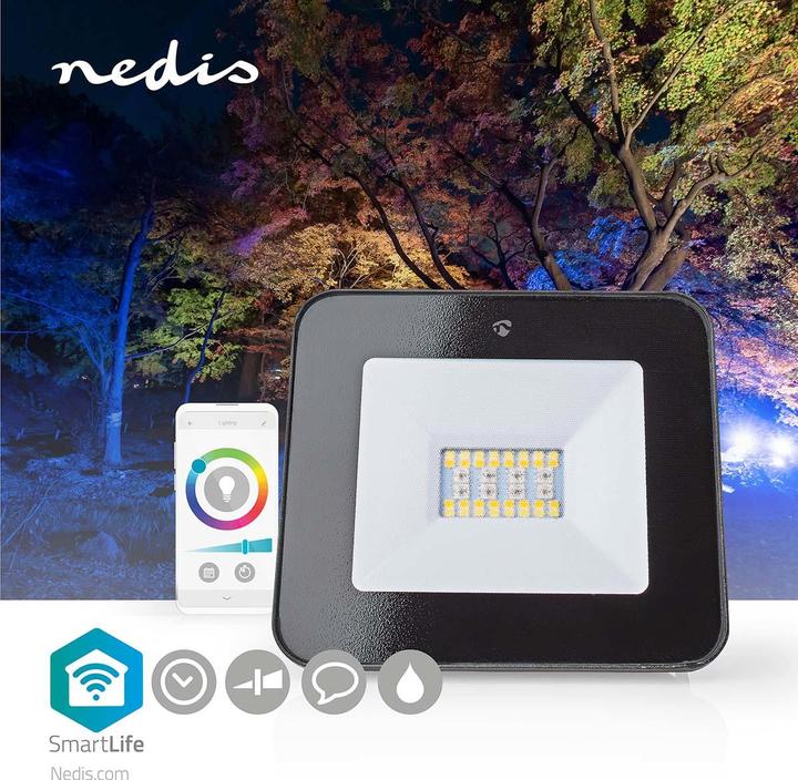 Immagine prodotto Nedis Proiettore SmartLife | 1600 lm | Wi-Fi | 20 W | RGB / Bianco caldo o freddo | 2700 - 6500 K | Al (1600 lm, IP65)