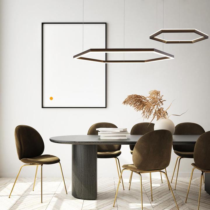 Produktbild s.luce Hexa eckige LED-Pendelleuchte Esstisch Direkt oder Indirekt (3100 lm)