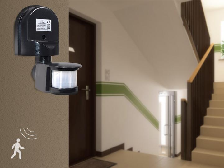 Image du produit Maclean Ścienny czujnik ruchu i zmierzchu 180° max. 1200W czarny MCE25 B (12 m)