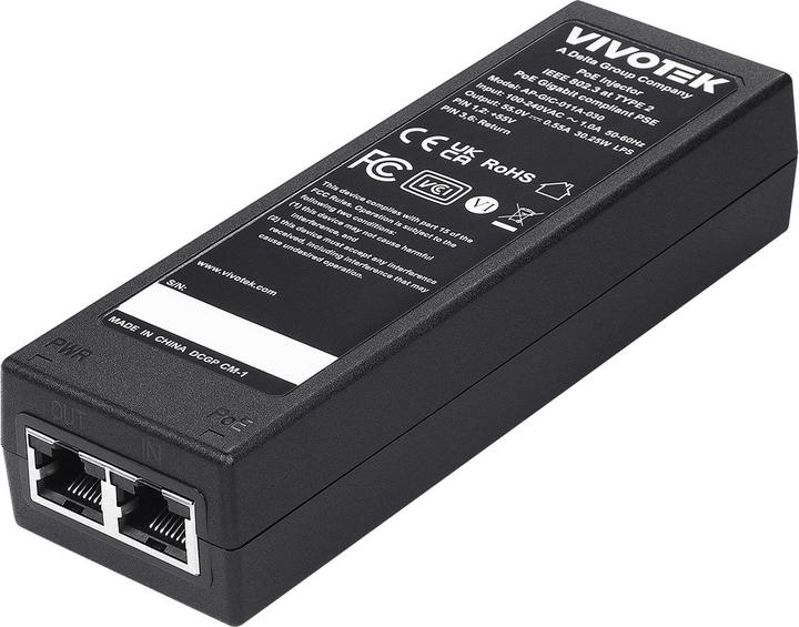 Vivotek AP-GIC-011A-030 Indoor Gigabit PoE Injektor, 30W (802.3af (PoE), 802.3at (PoE+), 30 W)