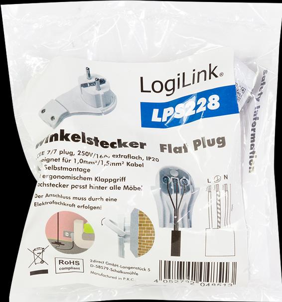 Produktbild LogiLink Flachwinkelstecker weiss