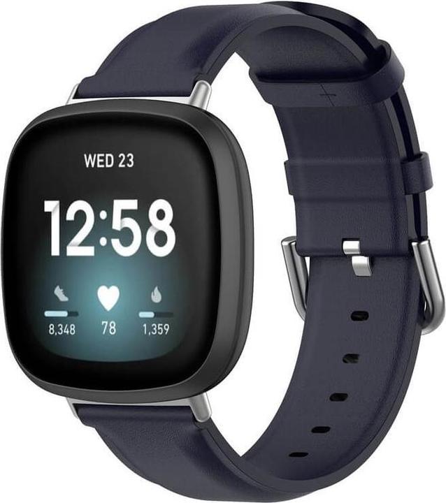 Cover-Discount Fitbit Versa / Sense - Leather bracelet dark blue (Faux leather)