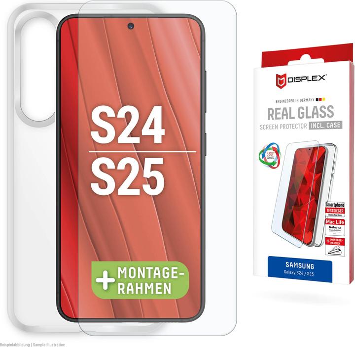 Actual product image Displex Real Glass, 2D Panzerglas + Handyhülle (1 Piece, Samsung Galaxy S24, Samsung Galaxy S25)
