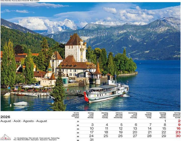 Immagine prodotto Schweiz-Suisse-Svizzera-Switzerland 2026 (40 x 31 cm, Copertina rigida, Francese, Tedesco)