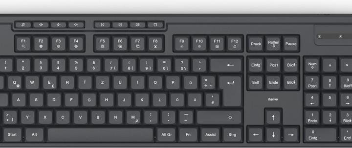 Immagine prodotto Hama Tastiera wireless WK-200 batteria wireless 8 tasti multimediali nero QWERTZ (DE, Senza fili)