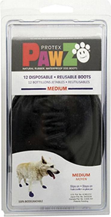 Productafbeelding Pawz Hondenschoen M 7,6cm zwart 12 stuks - (278096) (M, Hondenschoenen)