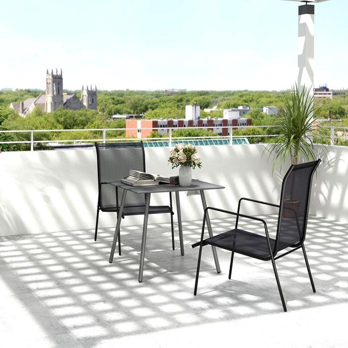 Produktbild Swisshandel24 Gartentisch Stahl 80x80x74 cm rutschfest Grau (80 cm)