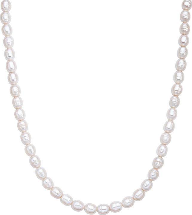 Immagine prodotto Valero Pearls Catena da donna in argento Sterling con perle d'acqua dolce coltivate in oro giallo 40,0 cm + 5,0 (Argento, 40 - 45 cm)