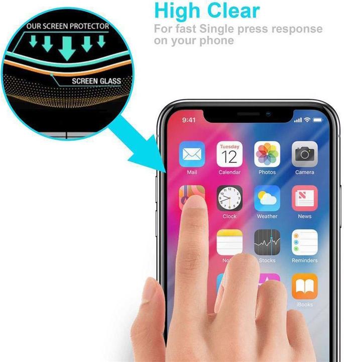 Actual product image Cadorabo Display protection glass for Apple iPhone X / XS (1 Piece, Apple iPhone X, Apple iPhone XS)
