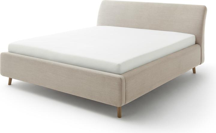 Produktbild Meise Möbel Mila Polsterbett mit Bettkasten inkl. Lattenrost Holzfuss/Kopfteil Glatt (180 x 200 cm)
