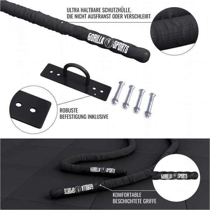 Actual product image Gorilla Sports Battle Rope in various lengths and thicknesses. Lengths and thicknesses