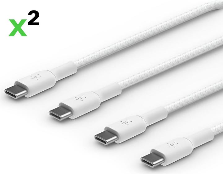 Productafbeelding Belkin USB-C naar USB-C gevlochten PVC 2m Twin Pack (2 m, USB 2.0, 60 W)