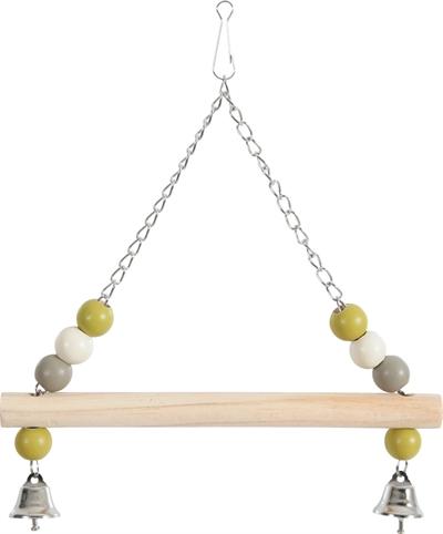 Image du produit Zolux Balançoire avec barre en bois et clochettes sur une chaîne en métal