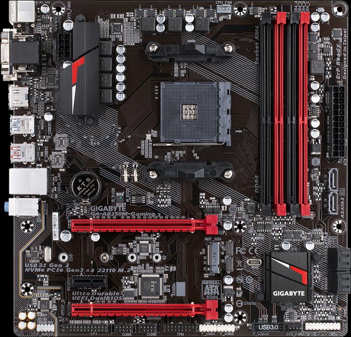 Image du produit Gigabyte GA-AB350M-Gaming 3, mATX, AM4 (AM4, AMD B350, mATX)