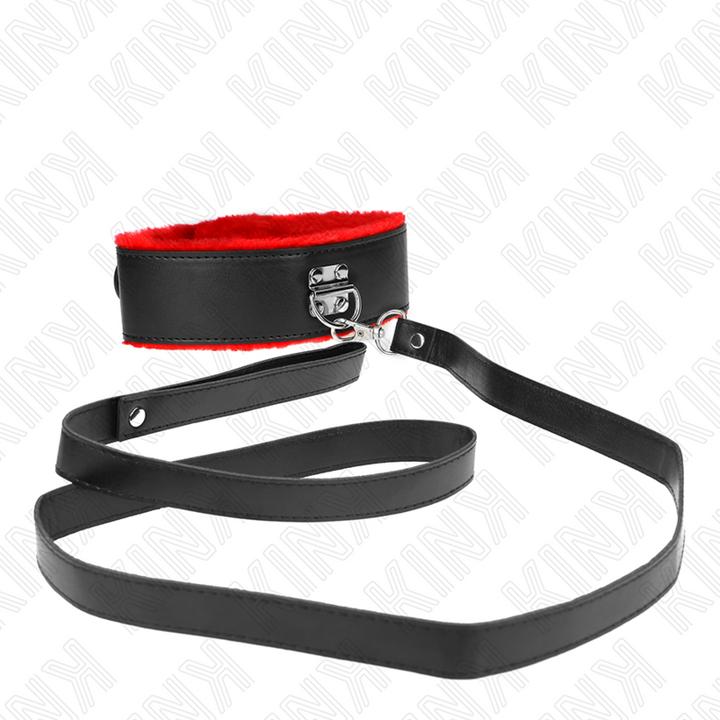 Actual product image Pipedream KINK - NECK CHAIN WITH BELT 116 CM WITH RED LEATHER BAND ADJUSTABLE 40-48 CM X 6 CM