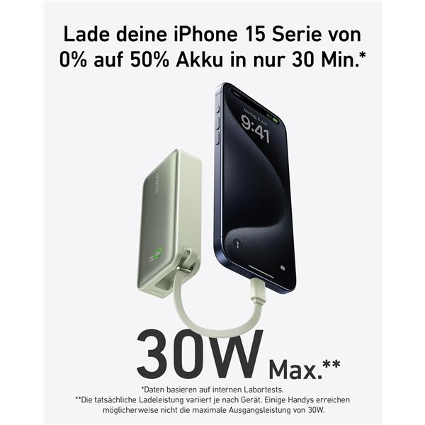 Productafbeelding Anker 545 Nano Power Bank 10000mAh PD 30W groen (10000 mAh, 30 W, 30 Wh)