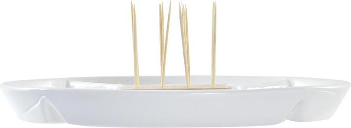 DKD Home Decor Tablett für Snacks Blau natürlich Bambus Steingut Mediterraner 23,5 x 23,5 x 7 cm