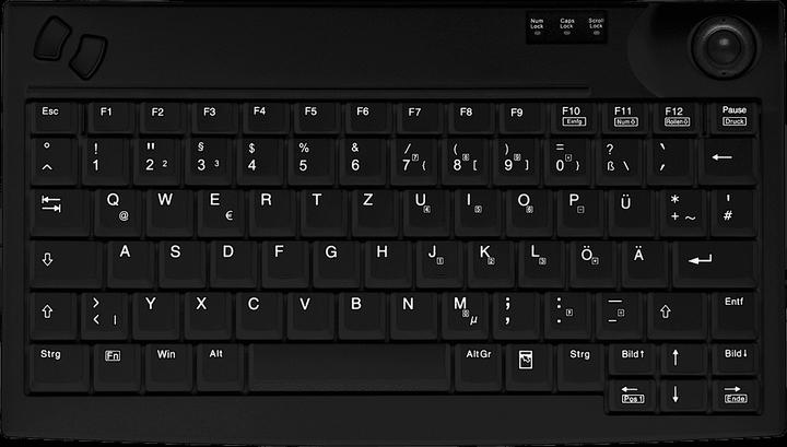 Produktbild Active Key Tastatur Kompakte Industrie mit integriertem Trackball (Eng. Int., Kabelgebunden)