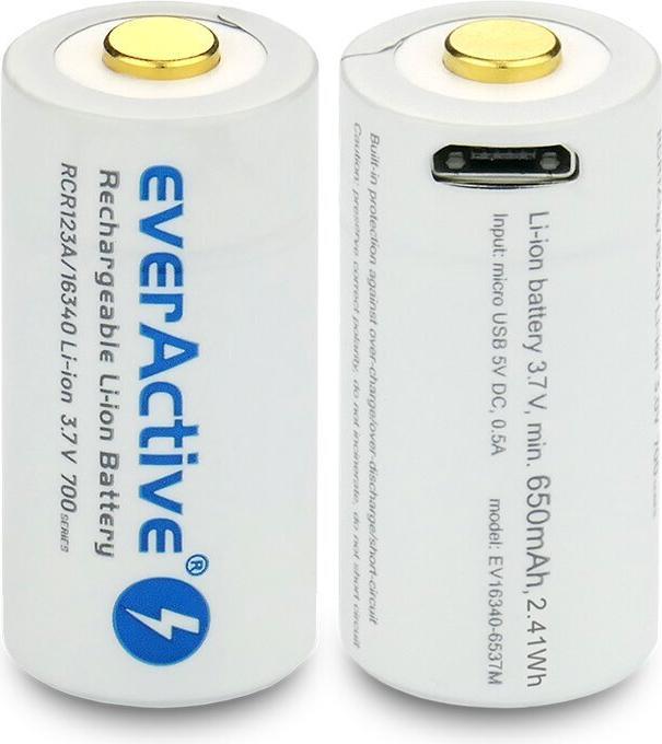 Immagine prodotto Everactive 16340 / RCR123A 3,7V 700 mAh - Batteria ricaricabile (1 pz., RCR123A, 650 mAh)