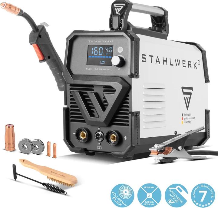 Actual product image Stahlwerk FLUX 160 ST Digital welding machine with 160 A, synergic wire feed
