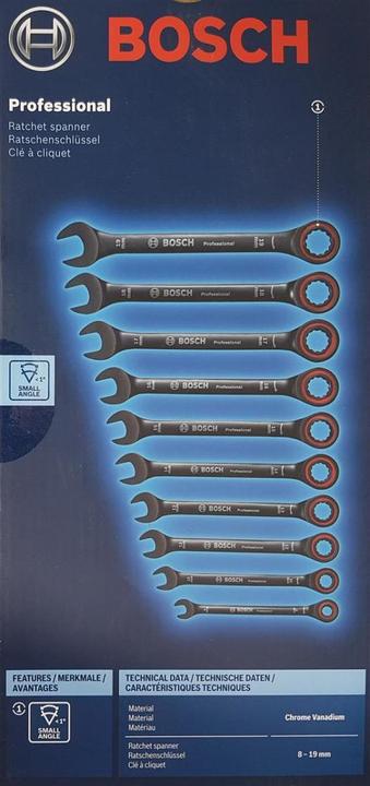Produktbild Bosch Professional 10 teiliges Set Schraubenschlüssel (19 mm, 12 mm, 14 mm, 16 mm, 10 mm, 18 mm, 17 mm, 15 mm, 8 mm, 13 mm)