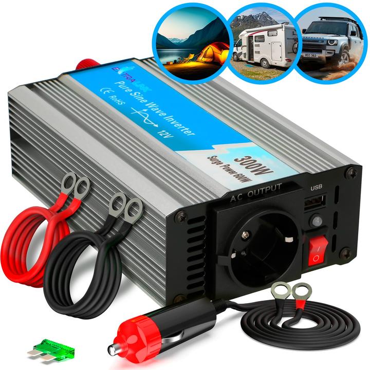 Produktbild Extralink CAR VOLTAGE CONVERTER 12V - 230V, 300W, PURE SINUS OPIP-300W