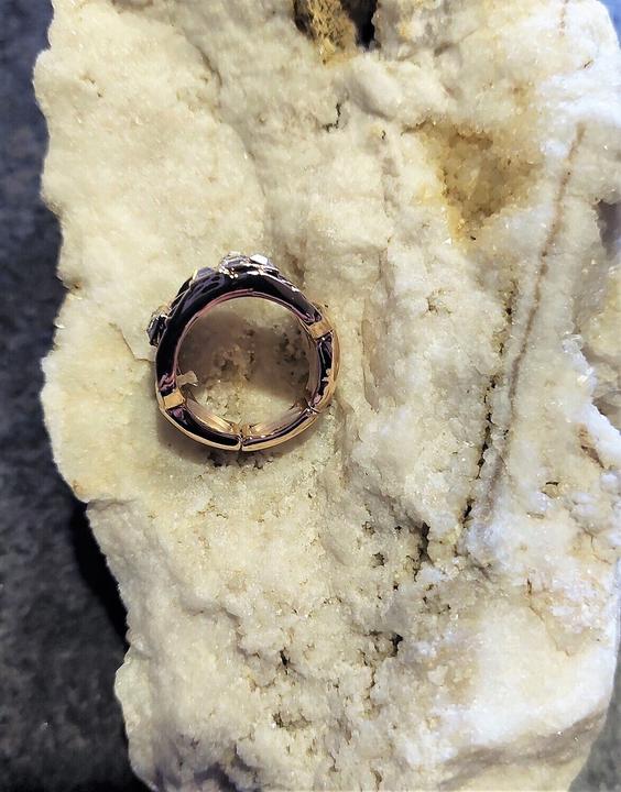 Actual product image Signé Signè ring ladies' ring elastic gold-coloured rhodium-plated One Size Black No.19 (18, 19, 20, 21)