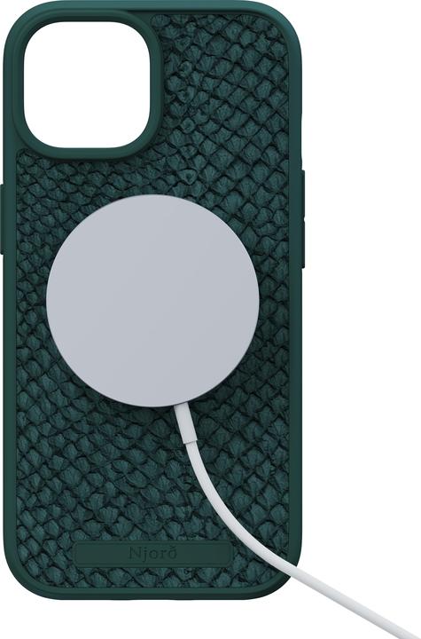 Actual product image Njord Hard Cover Salm.Leather Magsafe Case Dark Green (Apple iPhone 15)