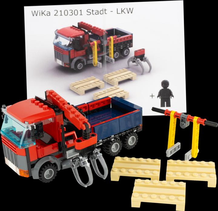 Immagine prodotto LEGO Stein-Experte MOC LKW mit 3 Paletten und Ladekran + 1 zufaellige Minifigur NEU! 1 Set