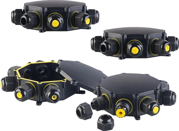 Actual product image Revolt Set of 4 outdoor cable junction box, 6-way, cable up to Ø 14 mm, IP68