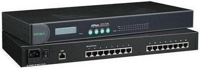Actual product image Moxa NPORT 5610-16 - Rackmount device server with 16 RS-232 ports, RJ45 connections and 100 to 240 VAC p