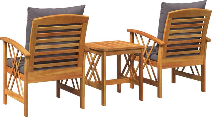 Produktbild VidaXL 3-teiliges Garten-Lounge-Set mit Kissen aus solidem Akazienholz (59 cm)