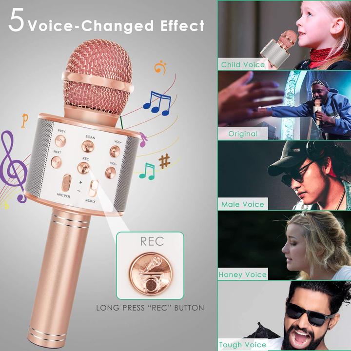 Actual product image Esmée Karaoke microphone with Bluetooth, AUX & speaker - rose gold (iOS/Android)