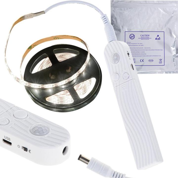 Image du produit Ikonka Bande LED à piles Détecteur de mouvement USB 2M blanc froid