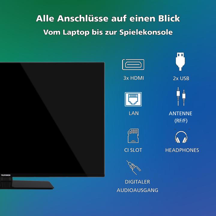 Produktbild Telefunken Fernseher 50 Zoll Smart TV VIDAA (4K UHD, HDR Dolby Vision, HD+ 6 Monate, Triple-Tuner) (50", LED, 4K, 2025)