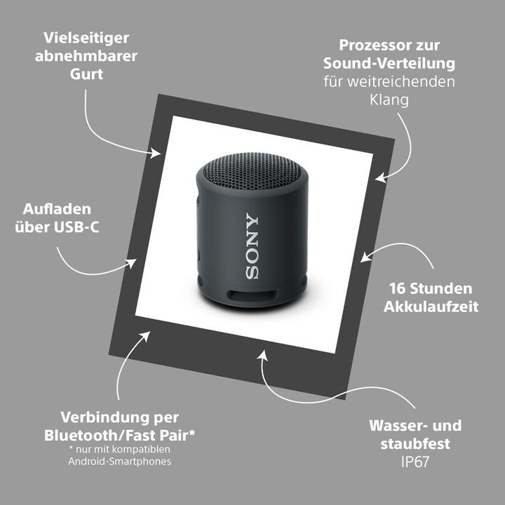 Actual product image Sony SRS-XB13 (16 h, Rechargeable battery operated)