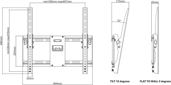 Produktbild Multibrackets Tilt Wallmount (Wand, 110", 75 kg)
