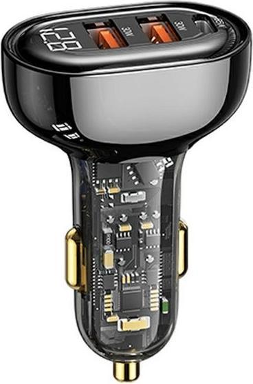 Actual product image Usams Ład. sam. 1xUSB-C 2xUSB-A 125W Fast Charge transparent black CC158CC01 (US-CC158)