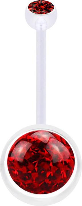 Actual product image Star Piercing Banana transparent with ball crystal red and ball crystal red epoxy protective layer (Bioflex, without brass)