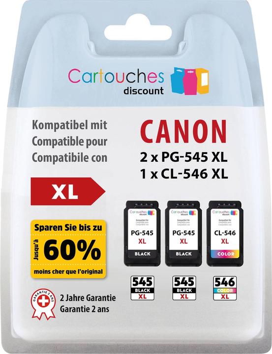 Cartouches Discount 2x PG-545XL and 1x CL-546XL Pack (CMYK)