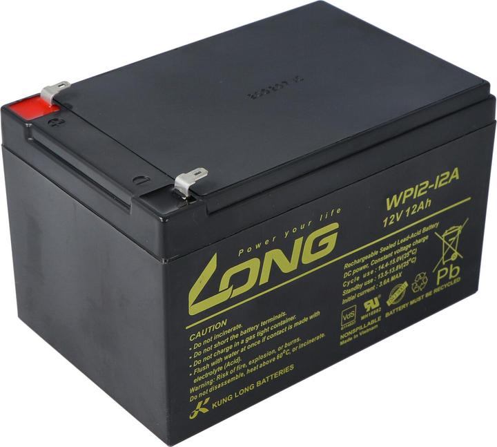 Image du produit Kung Long Akku WP12-12A F1 VdS, mit 4,8mm Faston Anschluss (12 V, 12 Ah)