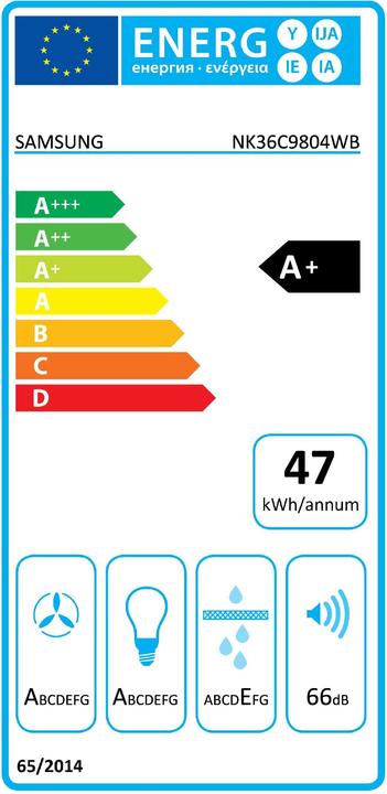 Label énergétique Samsung NK36C9804WB/UR (Hotte murale)