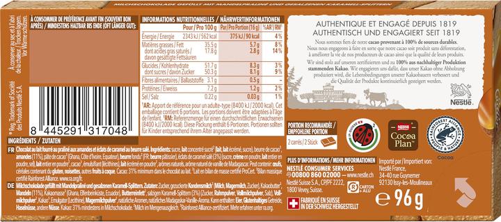 Nährwerte und Zutaten Cailler Caramel (96 g)