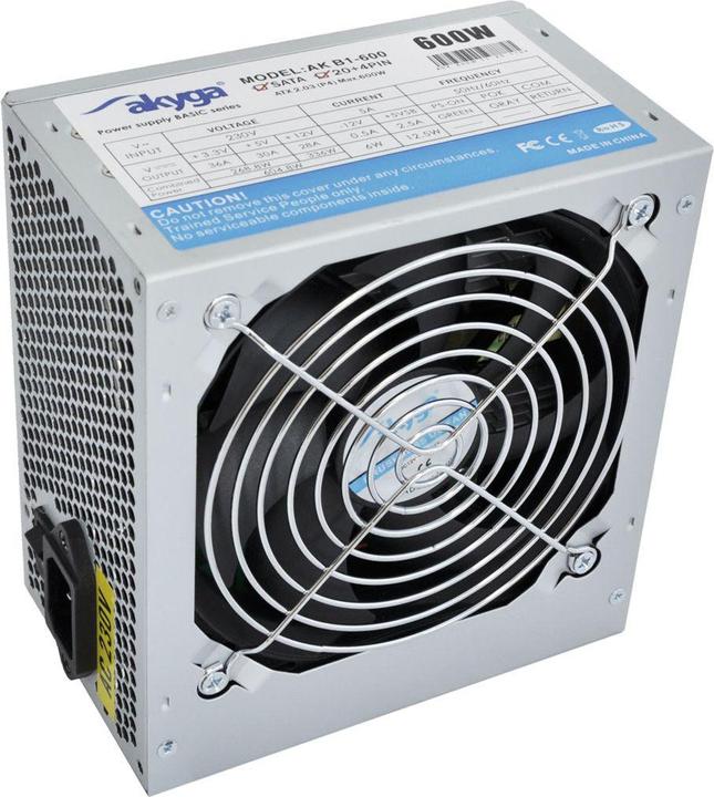 Produktbild Akyga Basic ATX Power Supply 600W AK-B1-600 Fan12cm P4 3xSATA PCI-E (600 W)