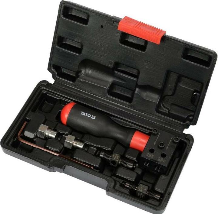 Actual product image Yato Professional flaring tool for brake lines set, 6-piece set, DIN and SAE, 4.75 mm 6.35 mm, OP1 OP