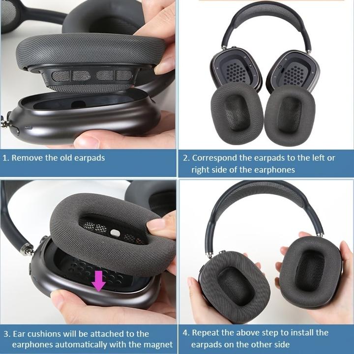 Produktbild PhoneLook Ultra-weiche Memory-Schaum Mesh-Ohrpolster Ersatz (2er Set) mit verstärktem Magnet (AirPods Max)