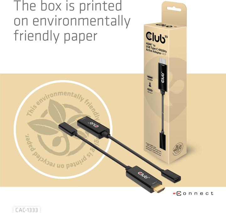 Actual product image Club 3D HDMI (Typ A) — USB C (HDMI, USB-C, 2.20 cm)