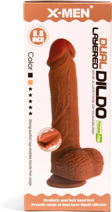 Actual product image Wicked X-MEN 8.8 Inch Dual Layered Dildo Brown