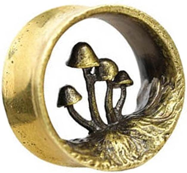 Image du produit Star Piercing Flared tunnel doré champignons (Laiton)